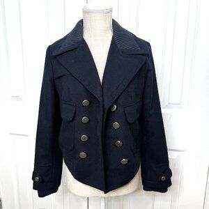 Style & Jeans Co Petite Women's Navy-Blue Pea Coat
